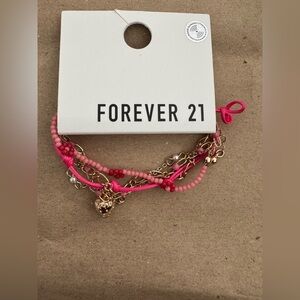 Forever 21 Pink and Gold Multi-Strand Bracelet